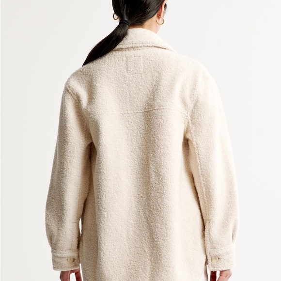 Abercrombie & Fitch Cream Sherpa Shirt Jacket - Picture 5 of 8